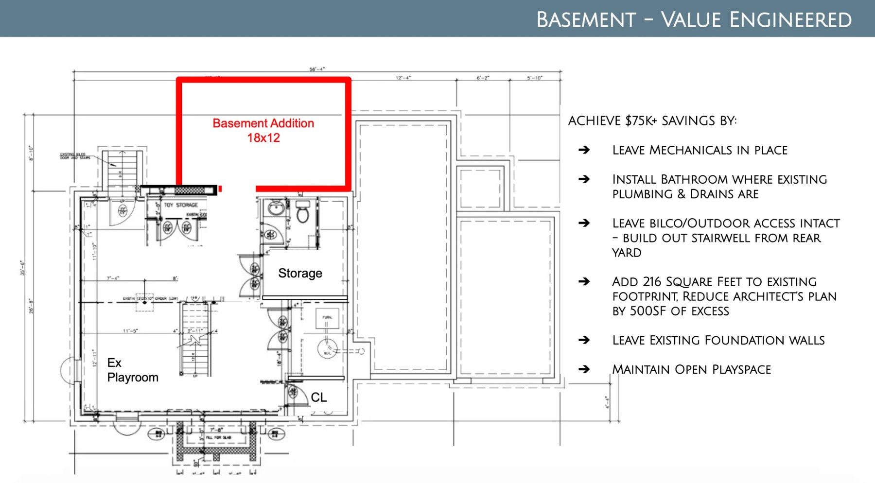 Basement — value-engineered