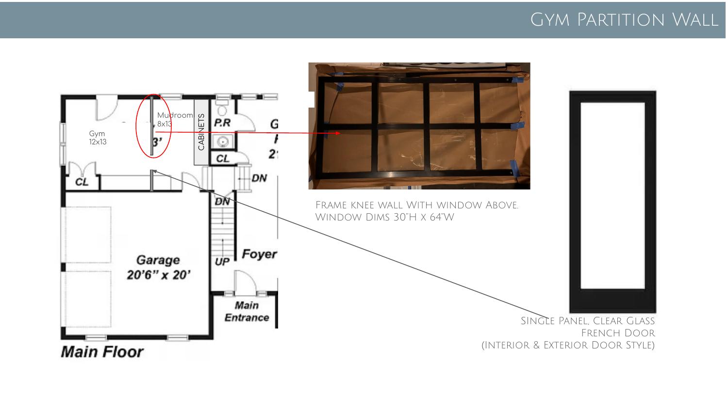 Gym and mudroom — new partition wall